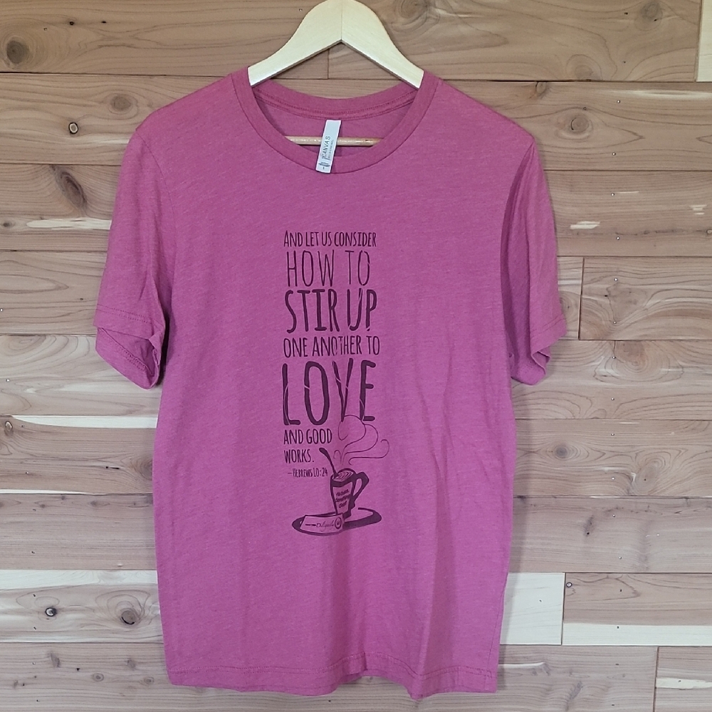 Bella Canvas Pink Graphic T-Shirt, Size L, Faith, Bible